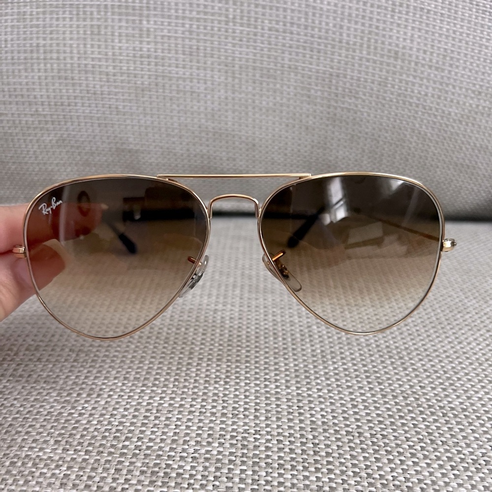 Ray-Ban Gold Frame Sunglasses with Brown Lenses